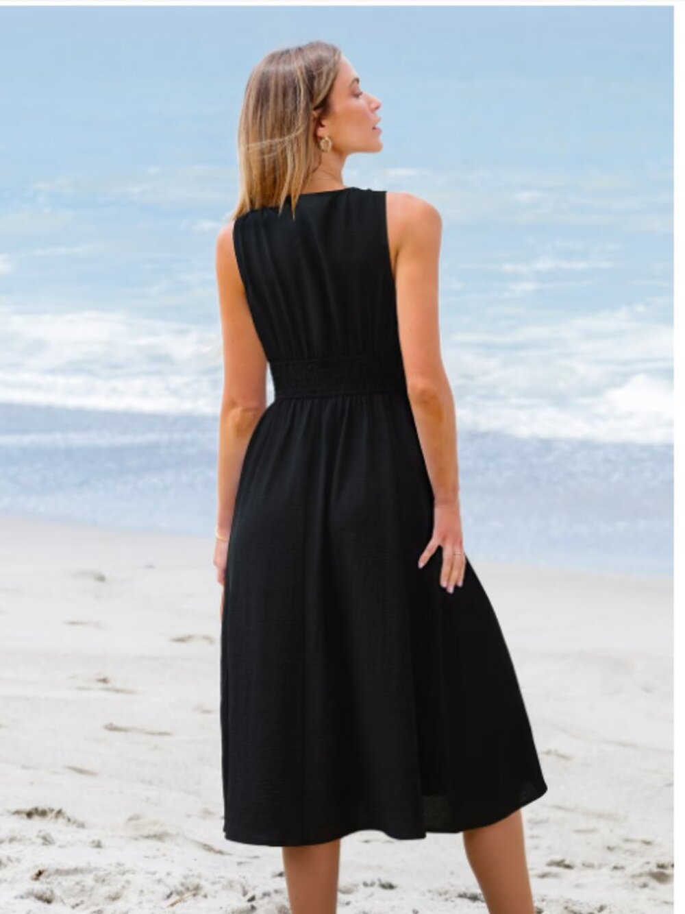 Cupshe Black Maxi Dress with Cream & Brown Crochet Elastic Waist MWT Sz XL Boho - Picture 12 of 12